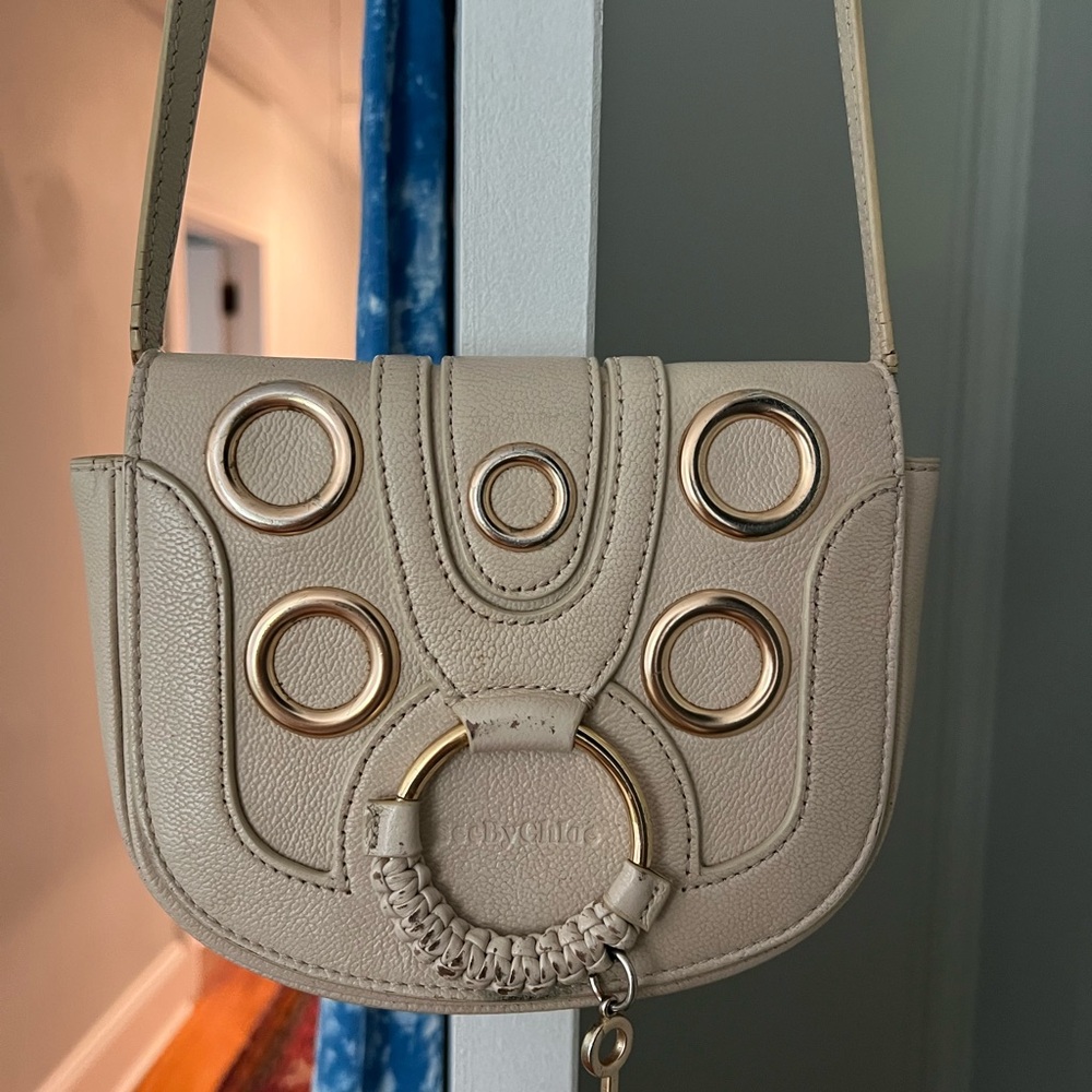 See By Chloe Hana Cream Crossbody Bag with Gold Rings